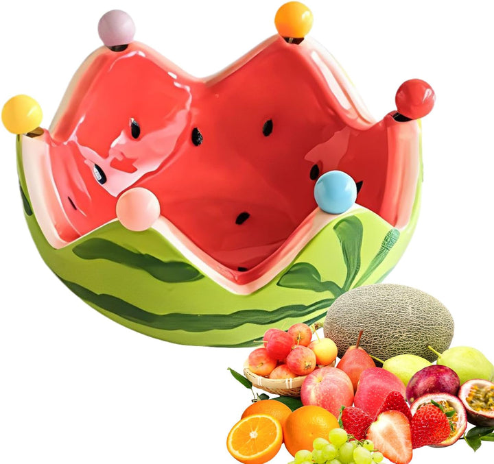 Wassermelon -Obstschale, Wassermelone Rot & grüner Keramik -Tauchschalen, dekorative Obstschale mit