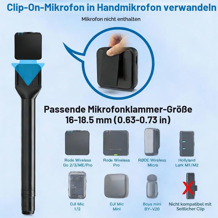 ZealSound Handmikrofon Adapter für DJI Mic, Wireless Lavalier Mikrofon Griff, Funkmikrofon Halter ko