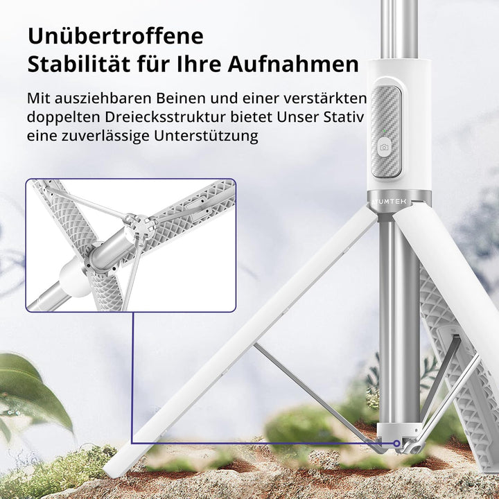 ATUMTEK 172CM Selfie-Stick Stativ Ausziehbares All-in-One-Handystativ aus Aluminium mit Bluetooth Fe