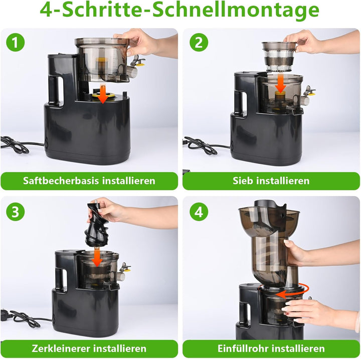 Entsafter Slow juicer 500W mit 98mm Grossem Einfüllschacht,Entsafter Gemüse und Obst Testsieger,Extr