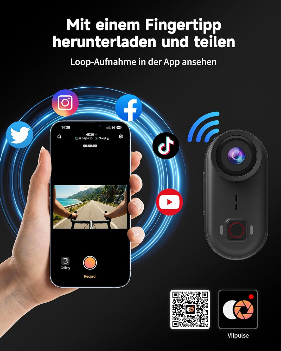 4K Action Cam Körperkamera Bodycam Vlog Kamera, 10M Unterwasserkamera,WiFi Magnetische POV-Aufnahme,