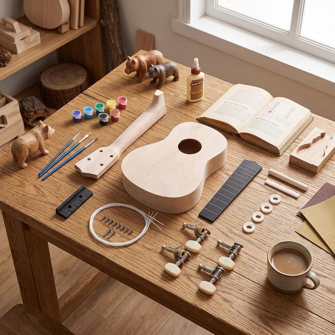 21 Zoll Ukulele DIY Kit, 4 Saiten Sopran Ukulele Set Kindergitarre, Für Kinder Erwachsene Anfänger A