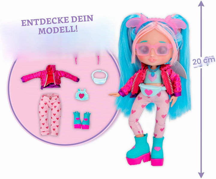 BFF Cry Babies S2 Bruny Modepuppe zum Sammeln mit Langen Haaren, Stoffkleidung und 10 Accessoires –