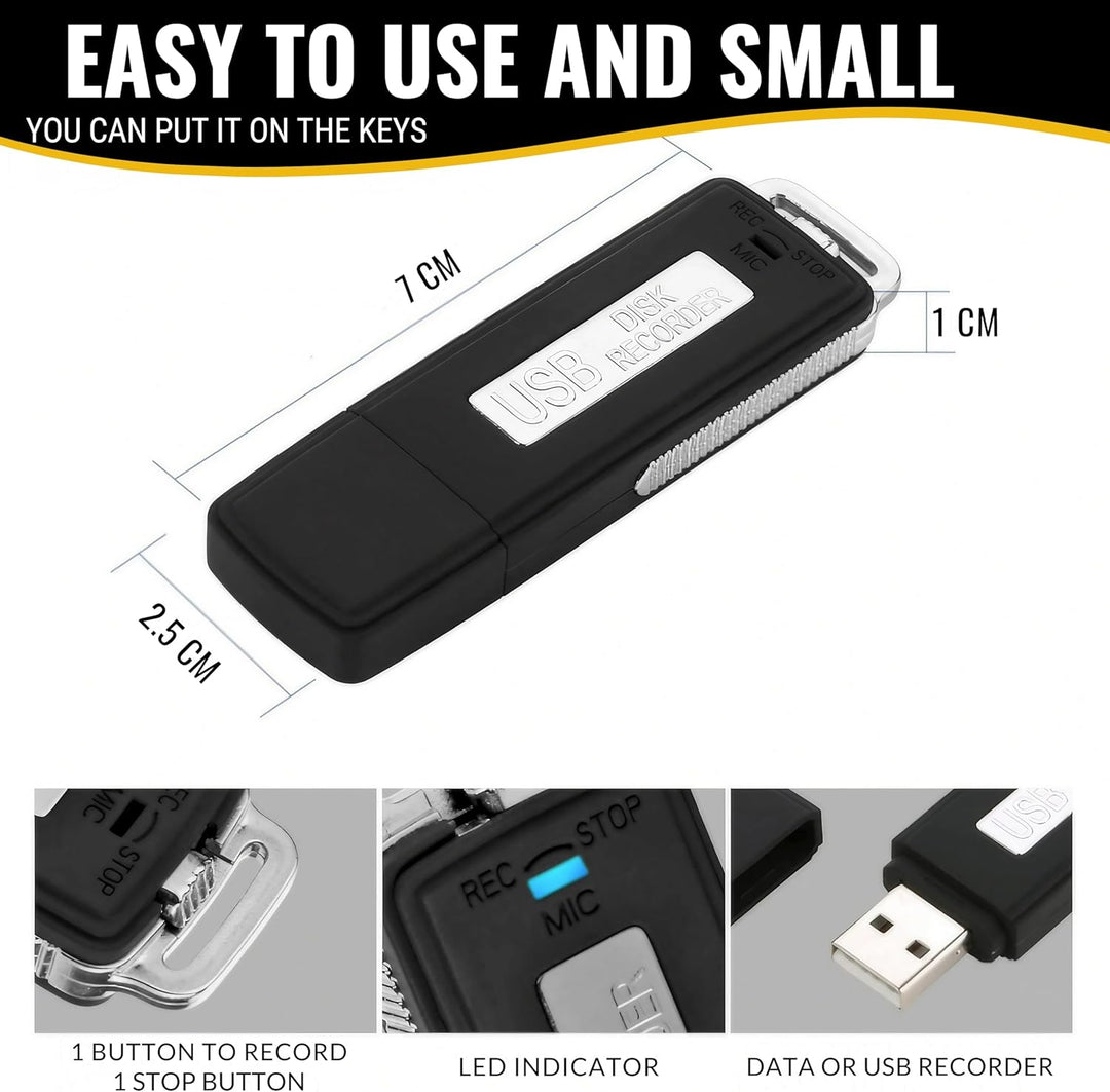 Digitales Diktiergerät, USB, Mini-Sprachaufnahme, Spion, 8 GB, kleiner Spion, USB, für Meetings, Int