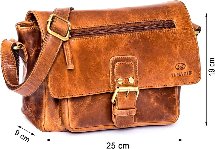 ALMADIH Premium Leder Unisex Umhängetasche KIM - Ledertasche Handtasche Messenger Schultertasche Fre
