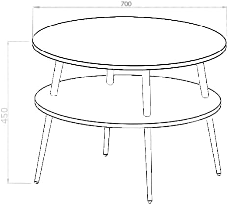 Ragaba UFO Couchtisch Kaffeetisch Wohnzimmertisch Doppelt - Rund -Einfache Montage - 70x45 cm - FSC®
