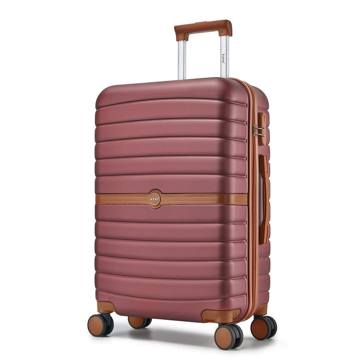 KONO Mittelgrosser Reisekoffer, Hartschalenkoffer aus ABS+PC, Check-in Trolley mit 4 Rollen, Zahlens