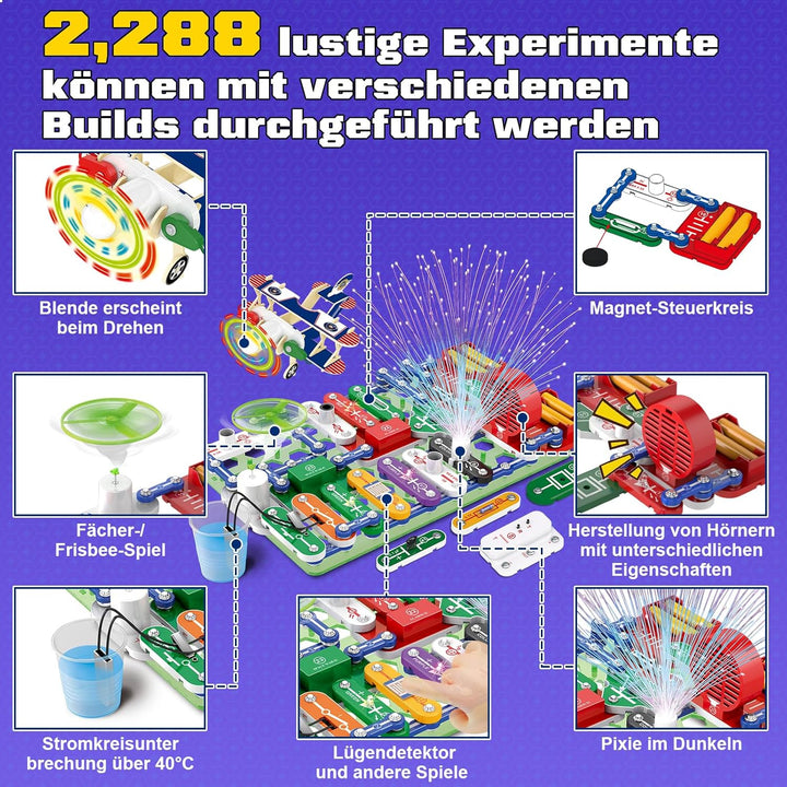 FORMIZON Elektrobaukasten für Kinder, Experimentierkasten zu Elektrotechnik, Inkl. Bebildeter Anleit