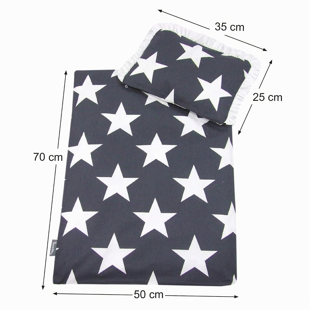 Rawstyle 4 TLG. Set Bezug (Stars) für Kinderwagen Bettwäsche Decke + Kissen + Füllung (Design 3), De