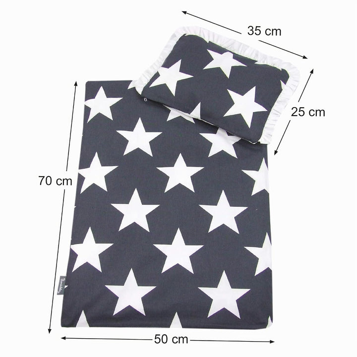 Rawstyle 4 TLG. Set Bezug (Stars) für Kinderwagen Bettwäsche Decke + Kissen + Füllung (Design 3), De