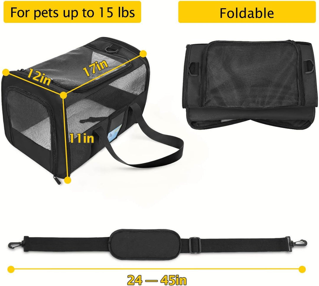 Refrze Haustier-Transportbox für mittelgrosse Katzen, kleine weiche Hundetragetaschen Hunde, TSA-zug