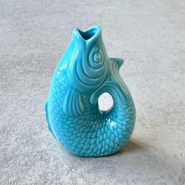 Gift Company - Monsieur Carafon -Vase/Blumenvase - Steingut - S - Lagoon/Blau - 17 x 10 x 24,3 cm -