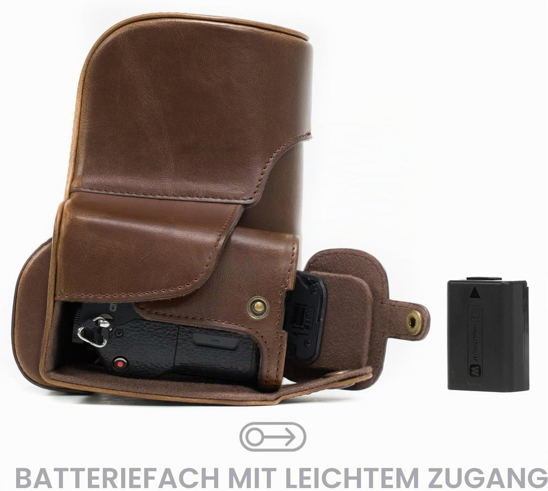 MegaGear Sony Alpha A7S II, A7R II, A7 II (28-70mm) Ever Ready Leder Kamera-Case mit Trageriemen und