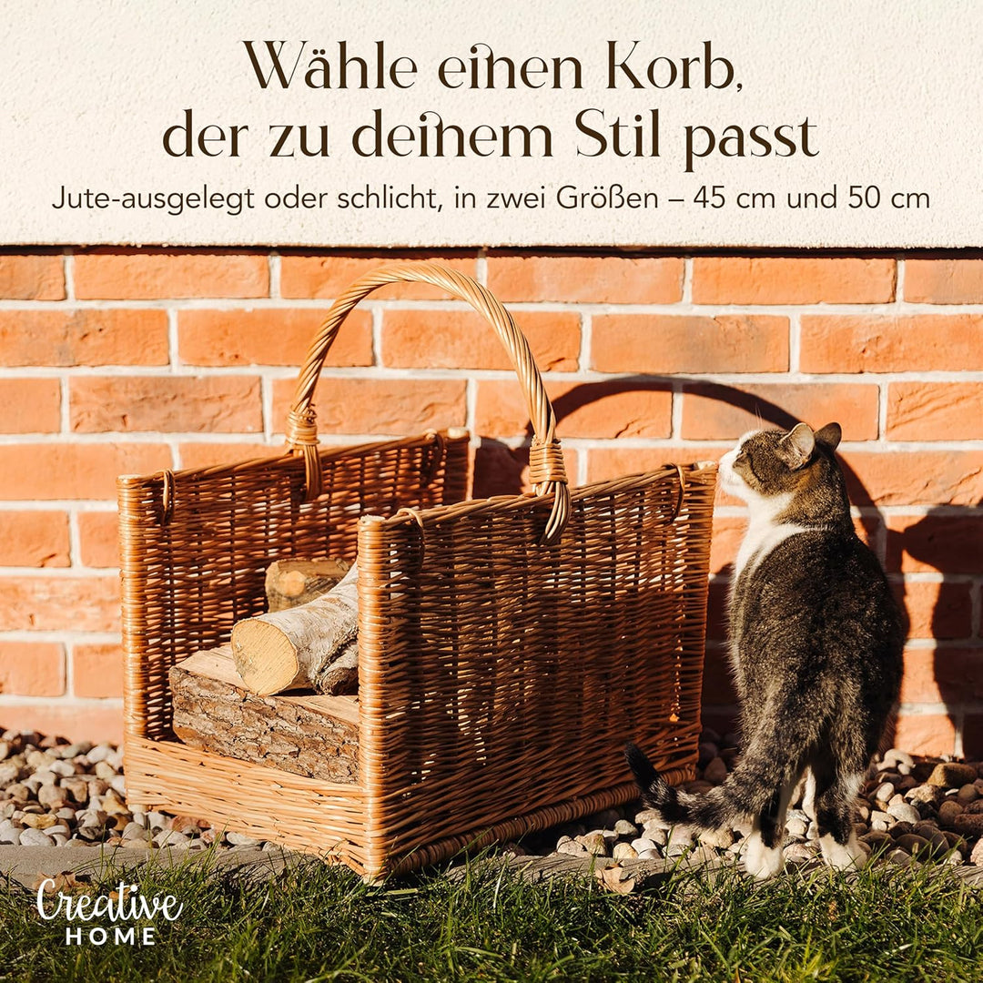 Creative Home Gross Kaminkorb Holzkorb Kaminholzkorb Rattan | 45 x 30 x 47 cm | Aufbewahrung Rechtec