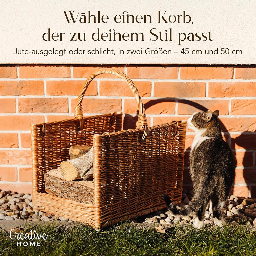 Creative Home Gross Kaminkorb Holzkorb Kaminholzkorb Rattan | 50 x 34 x 50 cm | Aufbewahrung Rechtec