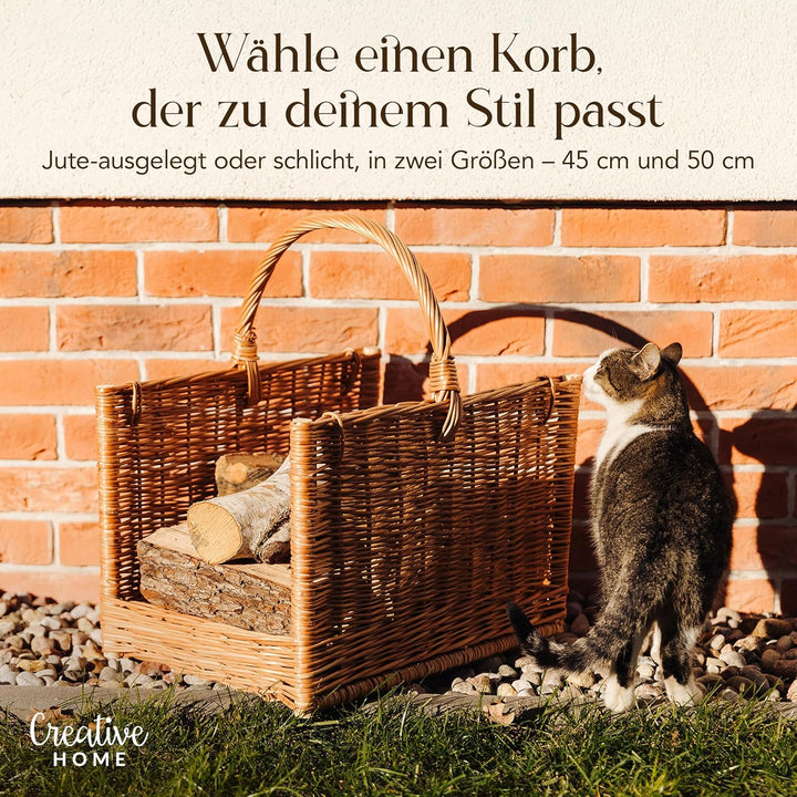 Creative Home Gross Kaminkorb Holzkorb Kaminholzkorb Rattan | 50 x 34 x 50 cm | Aufbewahrung Rechtec