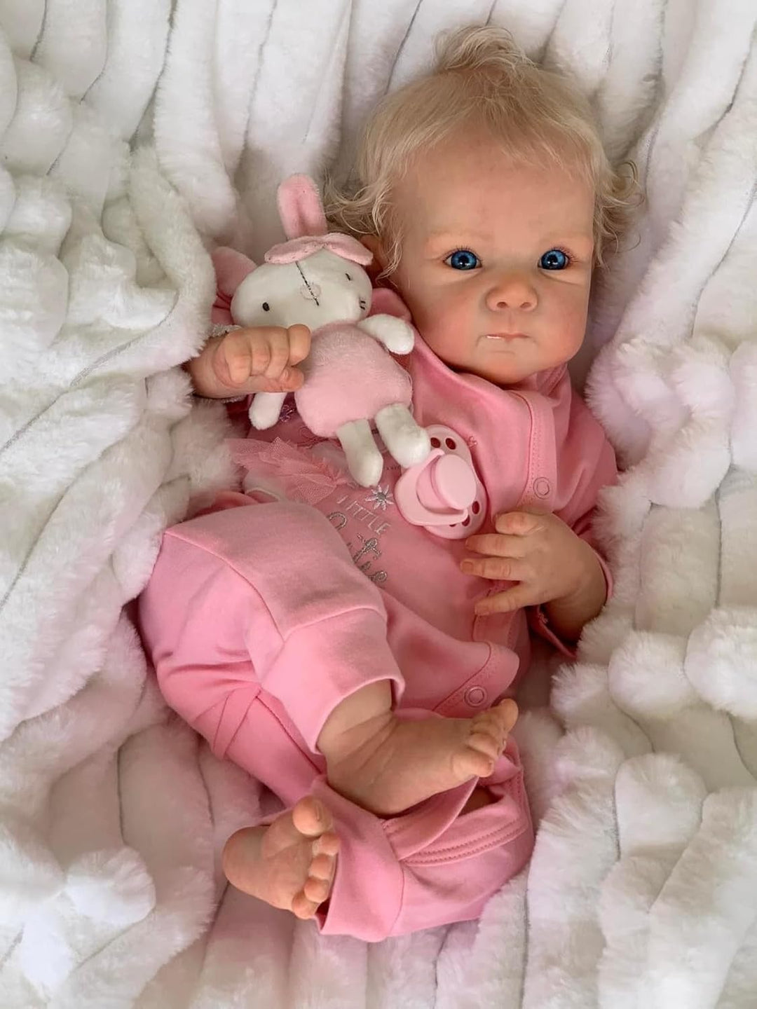 Zero pam Lebensecht Reborn Baby Mädchen Vollsilikon Puppe, 45 cm Reborn Babypuppe Wie Echtes Baby, V