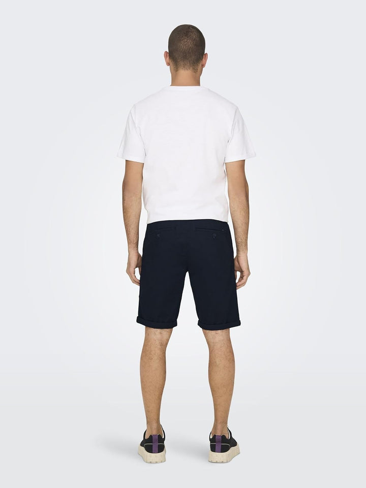 ONLY & SONS Herren Chino Short ONSPETER - Regular Fit - Schwarz Beige XS-XXL, Dark Navy