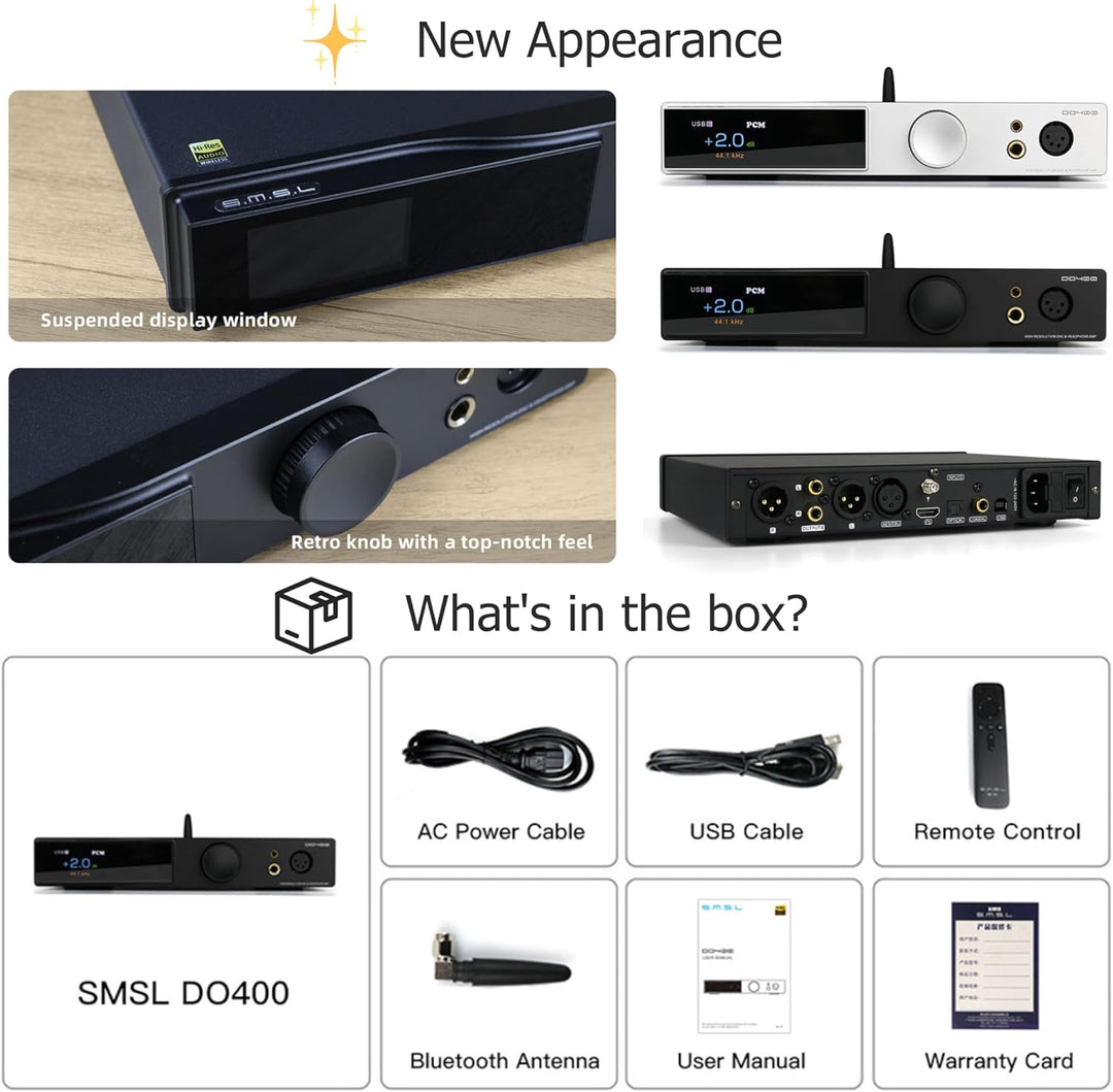 SMSL DO400 Full Balanced DAC Kopfhörer Amp ES9039MSPRO XMOS-XU316 USB MQA DAC Bluetooth 5.1 LDAC USB