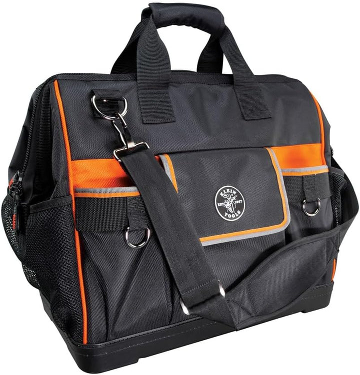 Klein Tools 55469 Tradesman Pro Werkzeugtasche, weit geöffnet, Schwarz/Orange