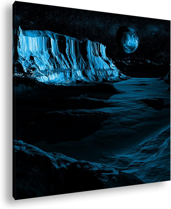 deyoli Aussicht auf Planet Erde vom Mond Format: 40x40 Effekt: Monocrome Blau als Leinwandbild, Moti