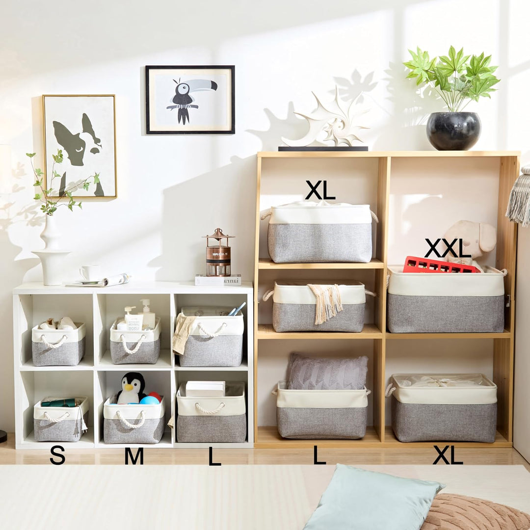 Mangata aufbewahrungskorb Stoff 4er Set, aufbewahrungsbox gross Schrank, Korb aufbewahrung Stoff mit