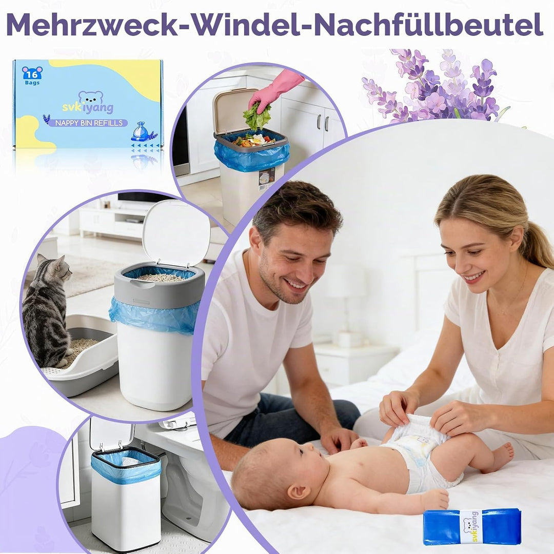16 Stück Windeleimer Nachfüllkassetten, 7-Lagiges Antibakterielles und Desodorierendes EVOH-Material