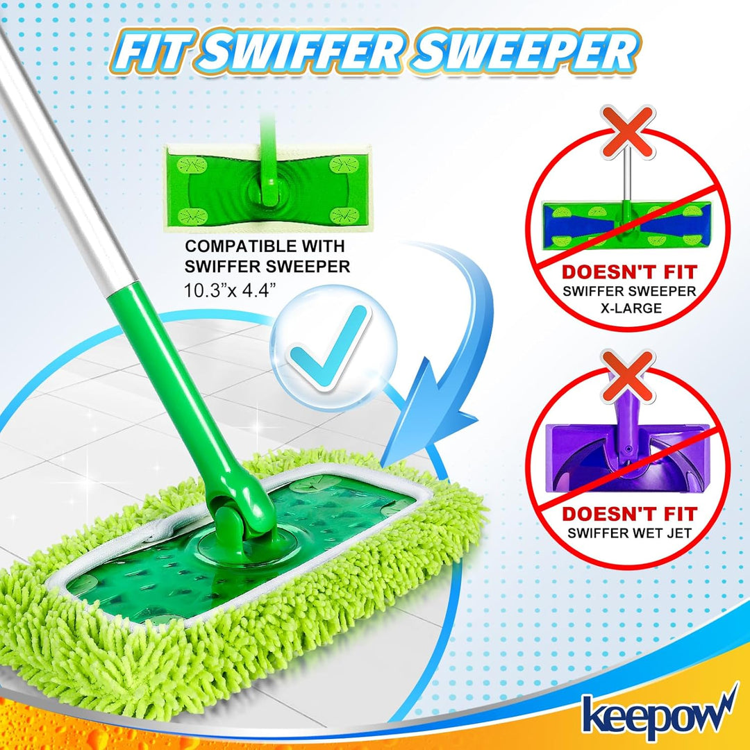KEEPOW für Swiffer Bodenwischer 30 cm, Mikrofaser-Tücher für Swiffer Feuchte Bodentücher, Ideal für