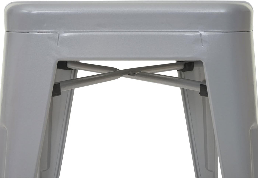 4er-Set Hocker HWC-A73, Metallhocker Sitzhocker, Metall Industriedesign stapelbar - grau, Grau