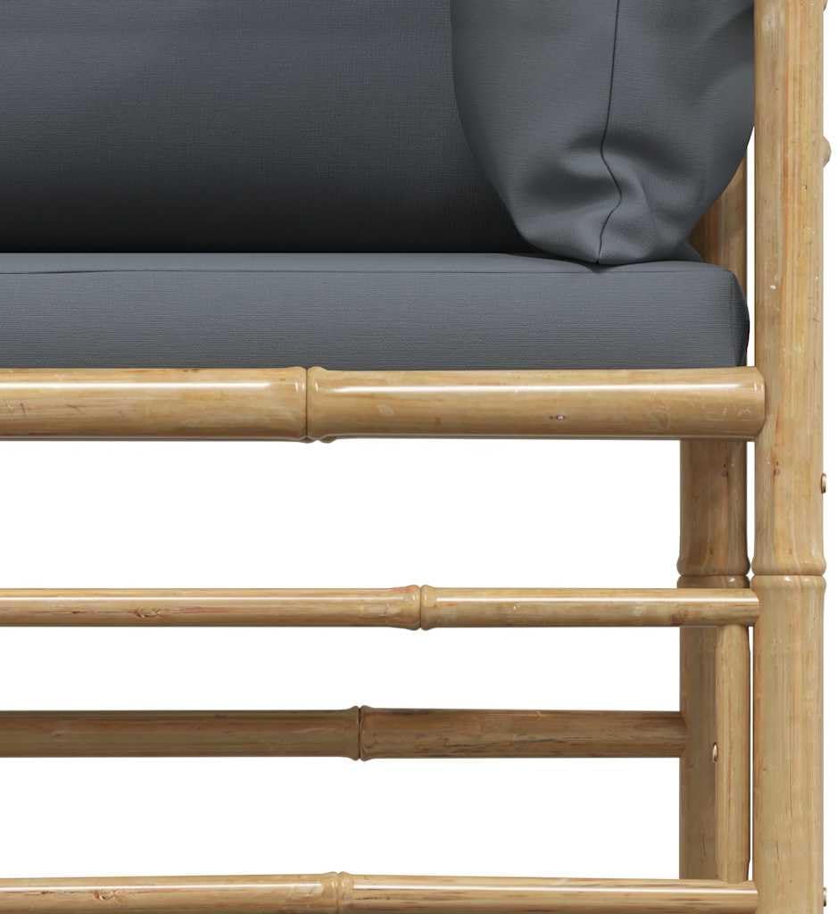 vidaXL Gartenmöbel 2-TLG. mit Dunkelgrauen Kissen Lounge Sofa Tisch Beistelltisch Sitzgruppe Ecksofa
