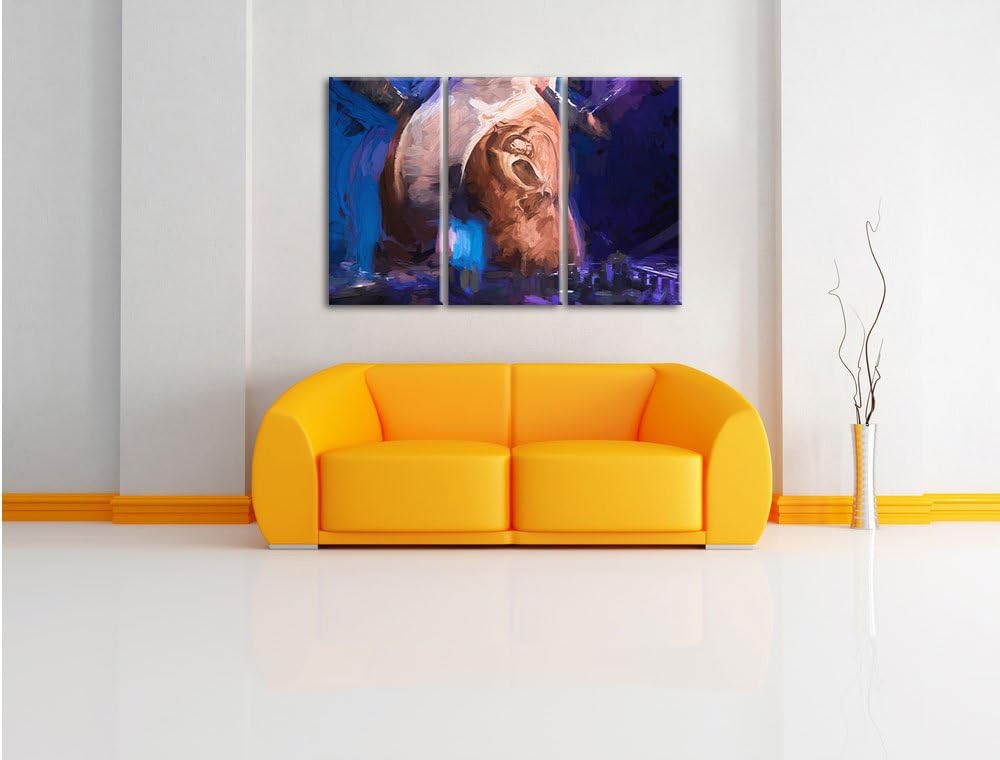 Pixxprint Sexy Frau am Plattenpult Pinsel Effekt 3-Teiler Leinwandbild 120x80 Bild auf Leinwand, rie