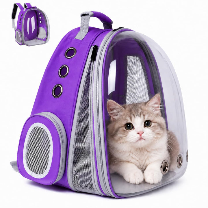 Erweiterbar Katzenrucksack Hunderucksack, Vorderrucksack für Katzen und Kleine Hunde, mit transparen
