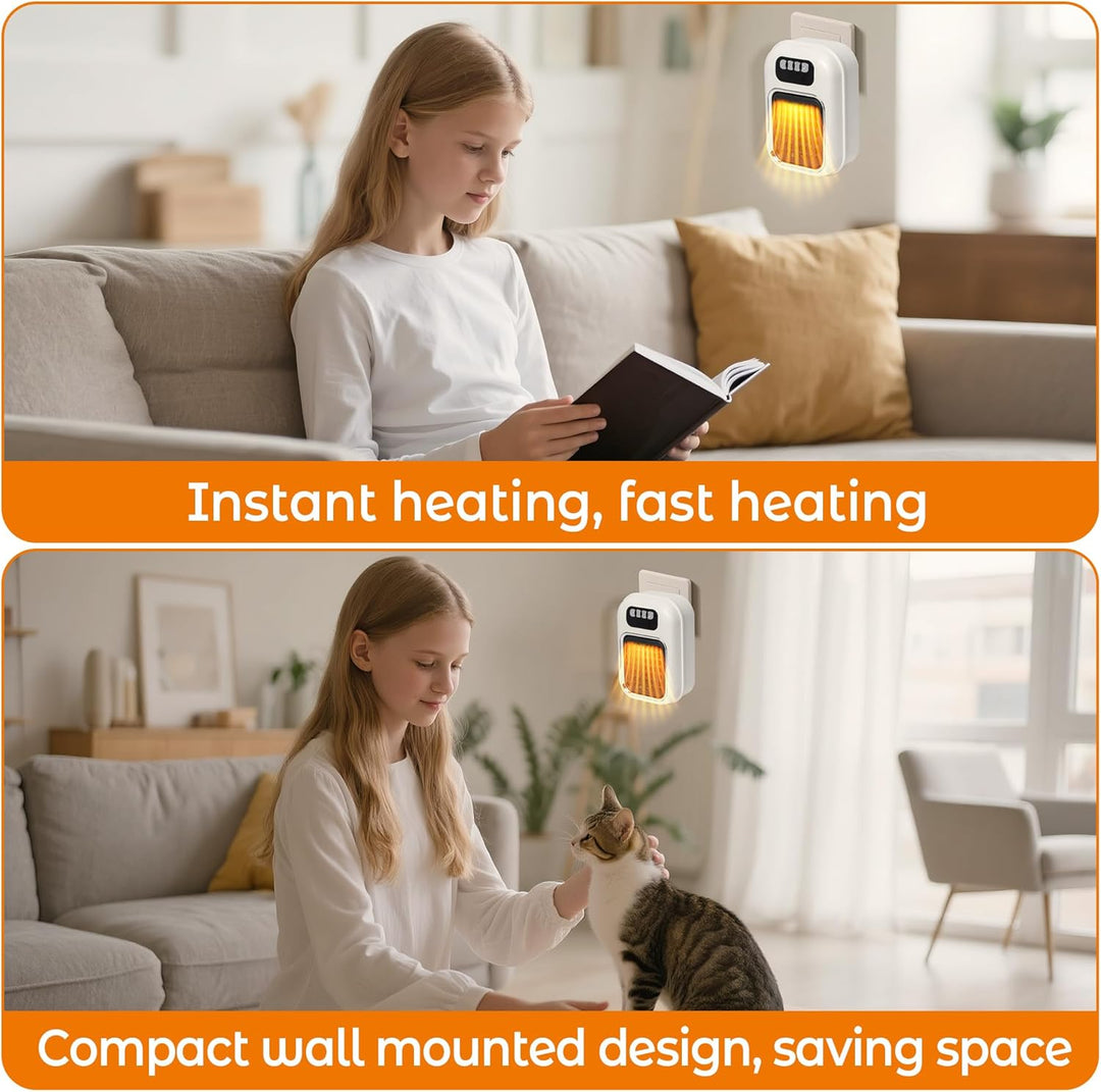 Steckdosen Heizlüfter 600W Keramik Heizung mit Thermostat Remote Wall Outlet Space PTC Keramische He