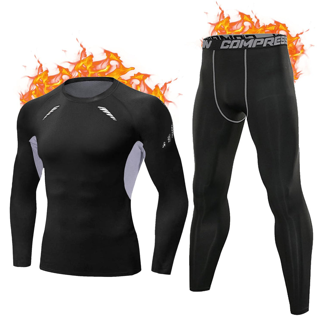 Thermounterwäsche Herren Winter Thermo Unterwäsche Set Fussball Funktionsunterwäsche Innenfleece Ski