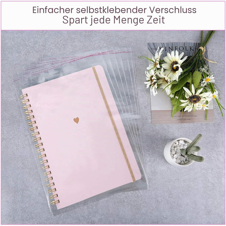 Alliebe 100 Stück 30 x 41cm durchsichtige OPP-Kunststoff-Briefumschläge selbstverschliessend für Cel