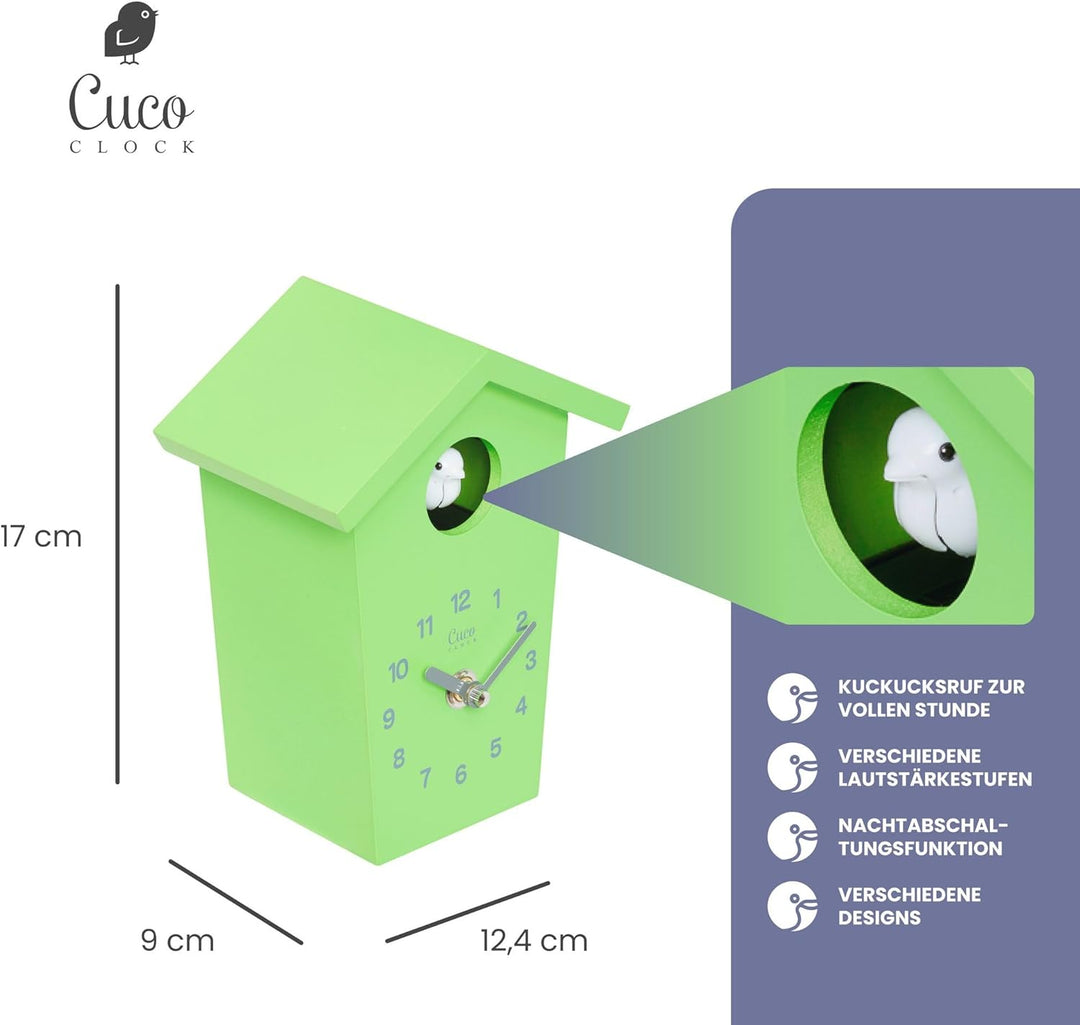 Cuco Clock Mini Kuckucksuhr HOCHHAUS, Wanduhr, Moderne Schwarzwalduhr, 17,0 × 12,4 × 9,0cm (LxBxH),