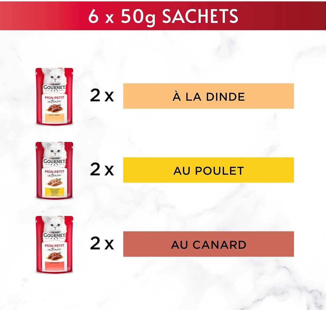 Gourmet Mon Petit Mahlzeiten für ausgewachsene Katzen Geschmack wählbar (6x50g - Pack of 8) Geflügel