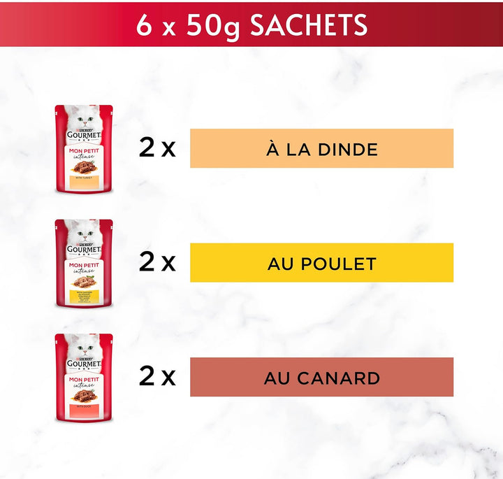 Gourmet Mon Petit Mahlzeiten für ausgewachsene Katzen Geschmack wählbar (6x50g - Pack of 8) Geflügel
