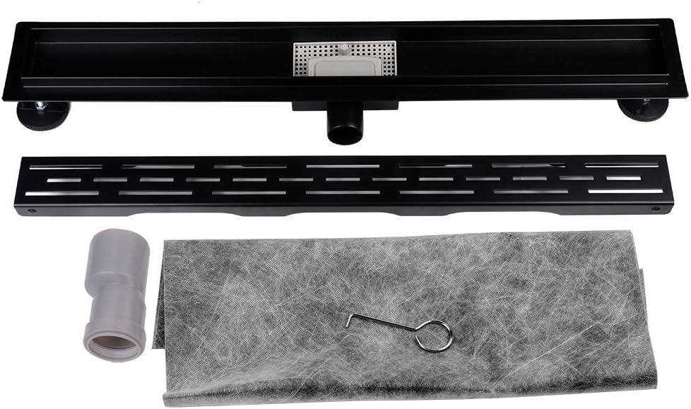 Duschrinne,70cm, Siphon mit Geruchsstop und Haarsieb Randablauf Befliesbar Edelstahl Ablaufrinne, Bo