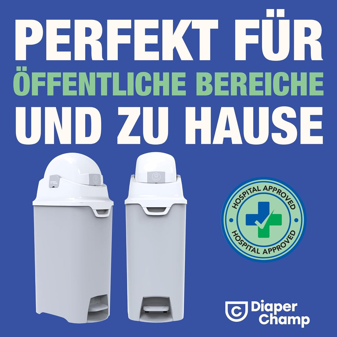DIAPER CHAMP ONE Medium Handsfree mit Pedal - Windeleimer - geruchsdicht - berührungslose Bedienung