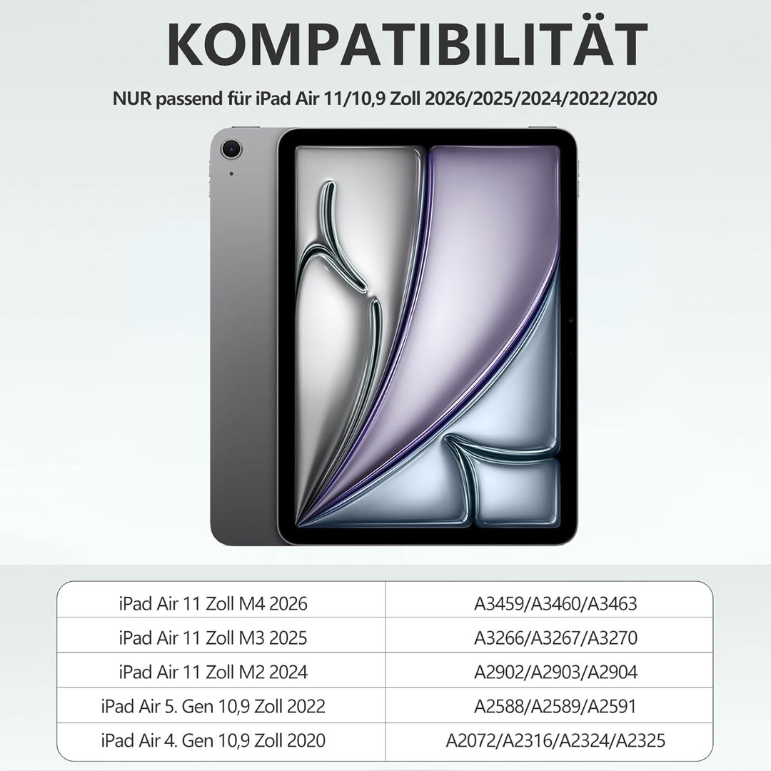 Hülle mit Tastatur für iPad Air 11 Zoll M3 2025 M2 2024/Air 5 Generation 2022 4. 2020 10,9 Zoll, Mag