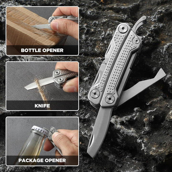 VIRENKNIFE Multitool, 11-in-1 Mini EDC Multitool, Geschenk für Männer, Multifunktionszange aus Edels