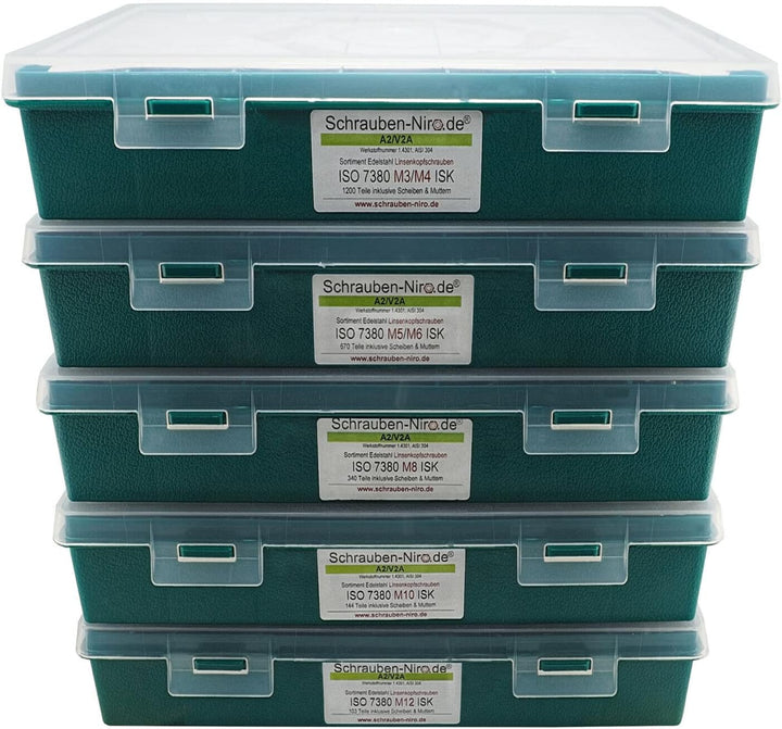 Sortiment M12 ISO 7380-1 Edelstahl A2 (V2A) Flachrundkopfschrauben Innensechskant - Set bestehend au