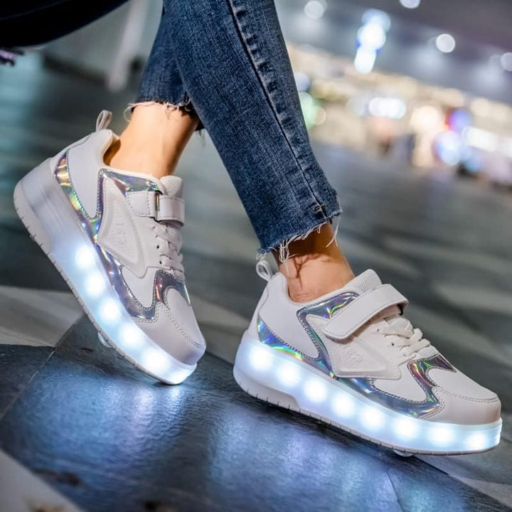Kinderroller mit LED Licht | Automatisch Einziehbar & Abnehmbare Vorderreifen | Outdoor-Spiel-Schuhe