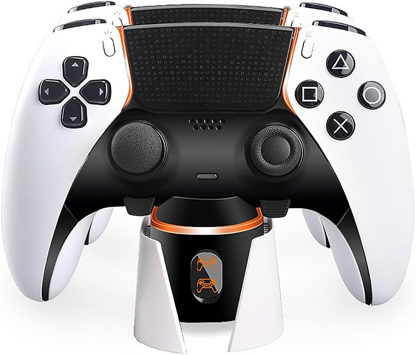 POFET PS5 Schnellladestation für PS5 DualSense Controller Ladestation mit RGB-LED-Lichtanzeigen, Tri
