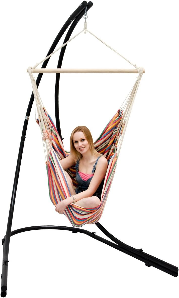 AMANKA XXL Hängesessel mit Gestell - Hängestuhl 185x130cm mit 210cm Metall Ständer für Garten - Gros