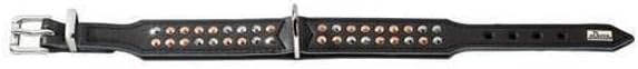 HUNTER SAN DIEGO Hundehalsband, Leder, geschmeidig, Nieten, 37 (XS-S), schwarz 37 (XS-S) schwarz, 37