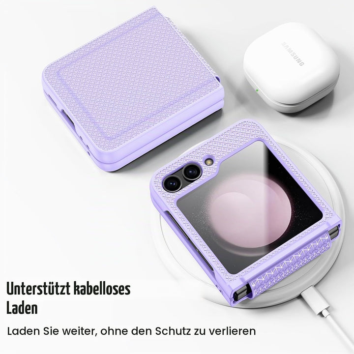Doeshine for Samsung Galaxy Z Flip 5 Hülle mit Scharnierschutz &amp; Displayschutzfolie, Rutschfester Te
