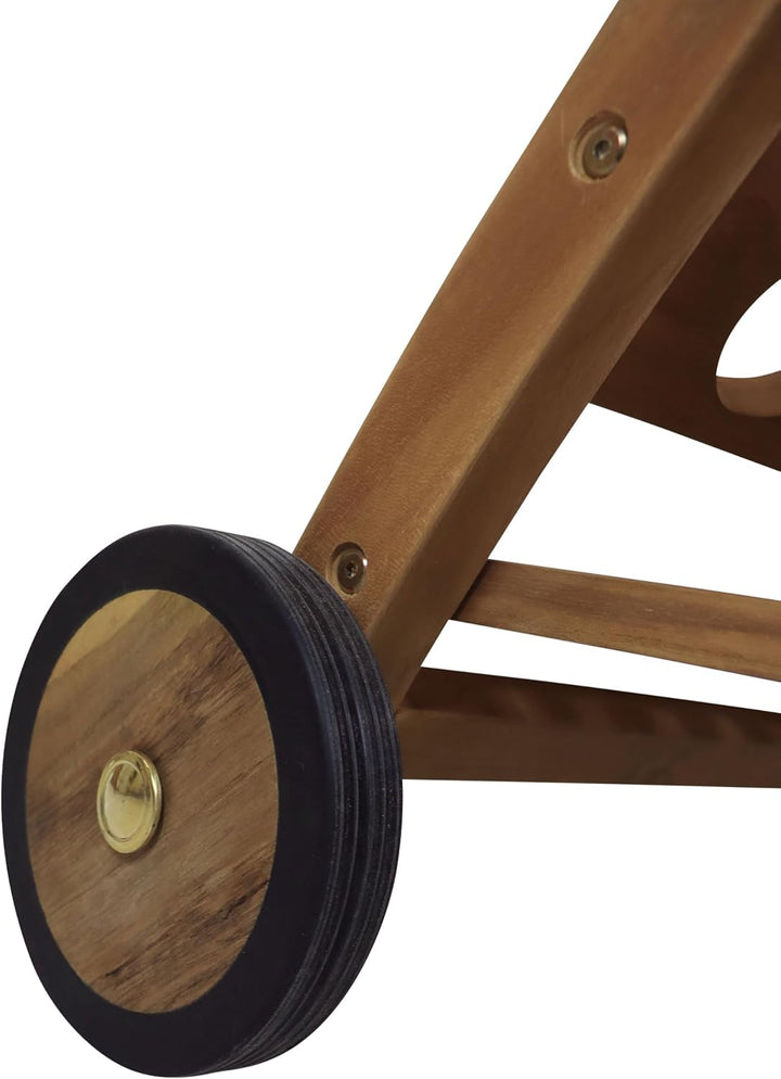 AXI Adi Servierwagen aus Teak Holz mit abnehmbarem Tablett & Flaschenhalter | Küchenwagen mit Rollen