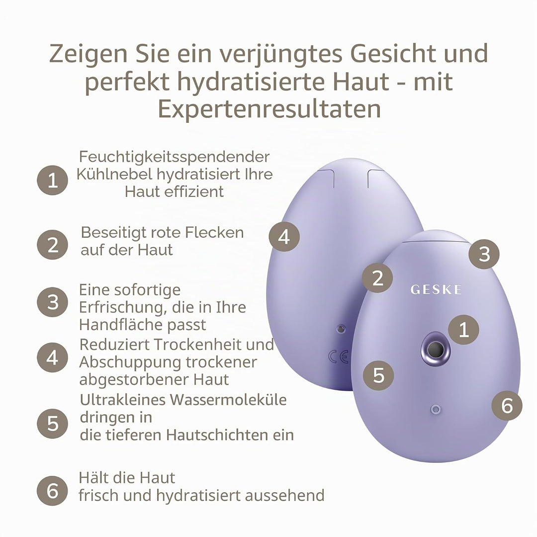 GESKE | SmartAppGuided™ Facial Hydration Refresher | 4 in 1 | Wasserzerstäuber | Gesichtsdampfer | W